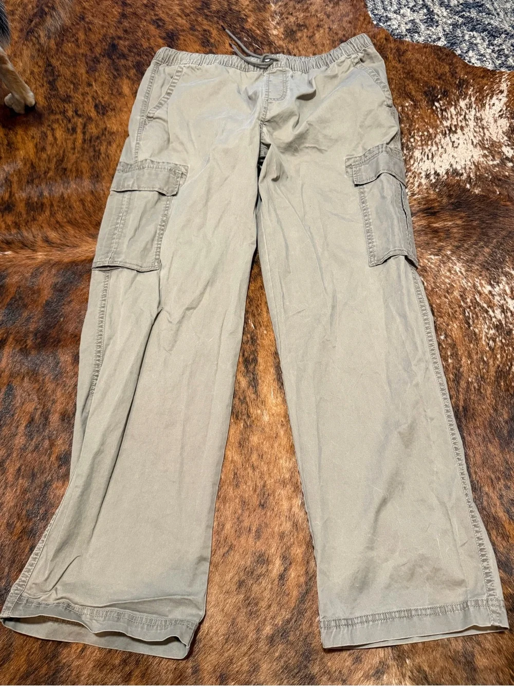 No Boundaries Men’s L 36 38 Olive Green Baggy Cargo Adjustable Drawstring Pants